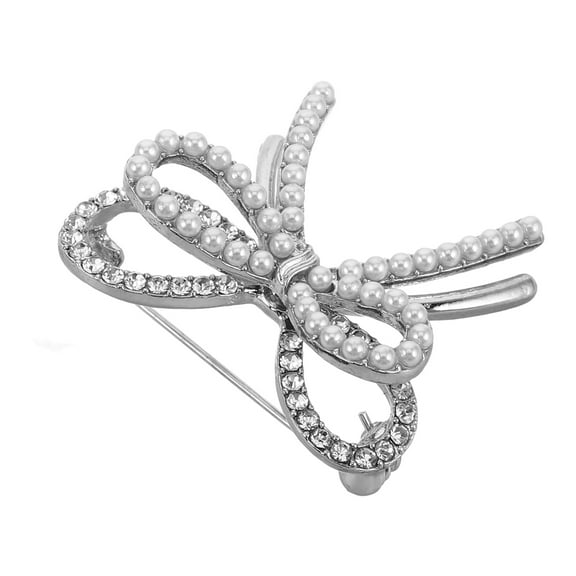 FRCOLOR Simple Bow Brooch Pins For Women Artificial Pearl And Rhinestone Rhinestone Dress Accessories Elegant Lapel Pins Bowknot Rhinestone Brooch Bag Brooch Suit Brooch Shawl Brooch Pin Label Pin