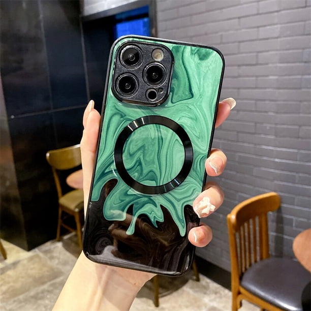 Funda de teléfono de silicona brillante a prueba de golpes magnética Funda suave Arte abstracto Moda iPhone 14 12 13 Pro Max zhangyuxiang LED