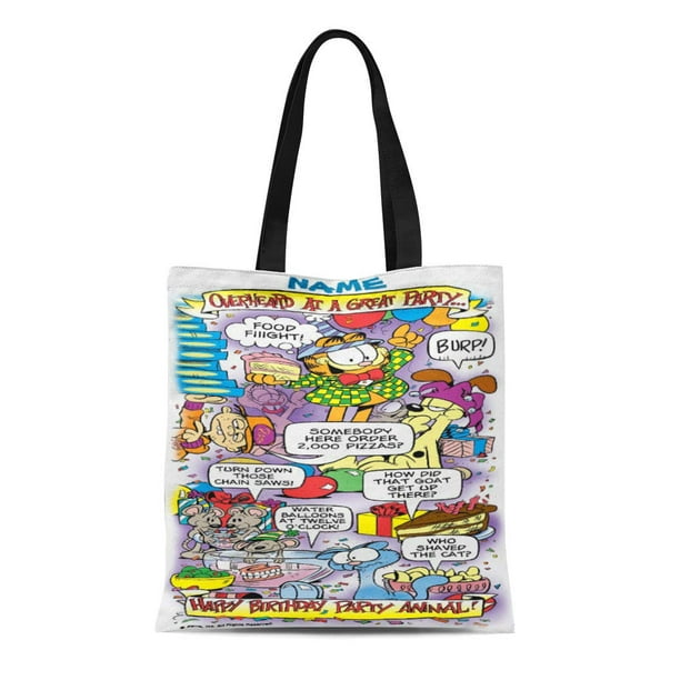 ASHLEIGH Canvas Tote Bag Cat Overheard at Garfield Birthday Personalized  Cartoon Comic Humor Reusable Handbag Shoulder Grocery Shopping Bags -  