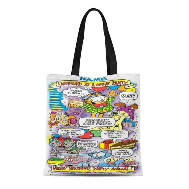 ASHLEIGH Canvas Tote Bag Cat Overheard at Garfield Birthday Personalized Cartoon Comic Humor Reusable Handbag Shoulder Grocery Shopping Bags - ASHLEIGH Canvas Tote Bag Cat Overheard at Garfield Birthday Personalized Cartoon Comic Humor Reusable Handbag Shoulder Grocery Shopping Bags -