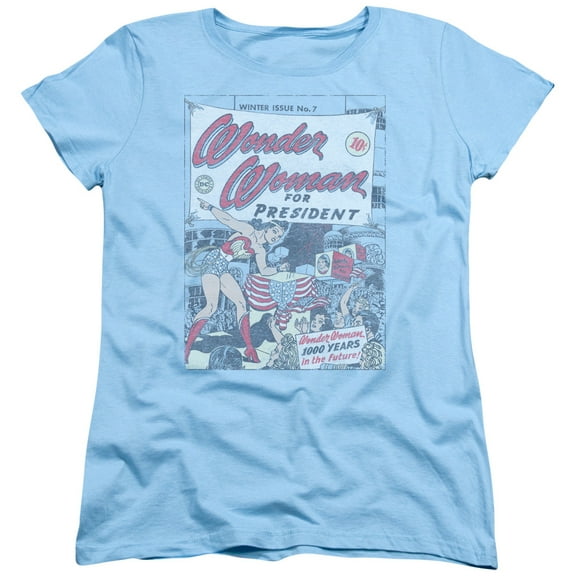 DC Comics WW For President S/S Women's T-Shirt Light Blue