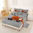 thumbnail image 2 of Feelyou Cute Ghost Truck Bed Sheets, Spooky Pumpkin Bat Full Size Sheets, Gray, 4 Pieces, 1 Flat Sheet, 1 Fitted Sheet and 2 Pillowcases, 2 of 5