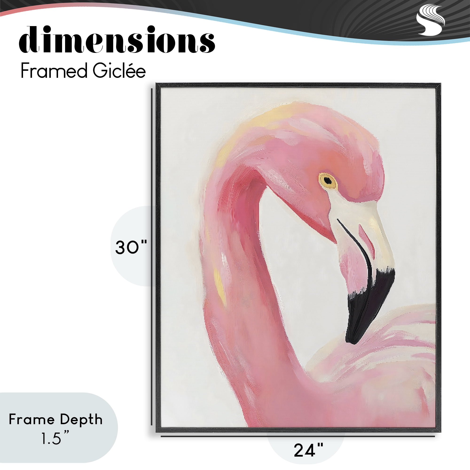 Stupell Industries Serene Pink Flamingo Portrait Black Framed Giclee Art, design by The Prints Vibe