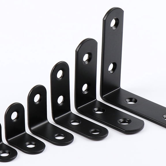 Raindrops 12PCS HeavyDuty Black Stainless Steel Corner Brackets for Home Use with Screws, 90 Degree Design