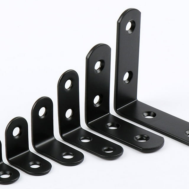 KAKOWELY 12pcs Corner Brackets Shaped Angle Brace With Screws Furniture Support For Shelves Cabinets And Home