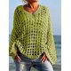 thumbnail image 1 of Plus Size, european and american Plus Size Women's Casual Solid Color Long Sleeve Hollow Sweater, 1 of 2