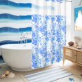 thumbnail image 5 of No Hook Shower Curtain, Blue Flowers Shower Curtains for Bathroom with See Through Top Window, Watercolor Summer Botanical Floral Waterproof & Washable Bath Curtain Stand Up Stall 36"x72", 5 of 9