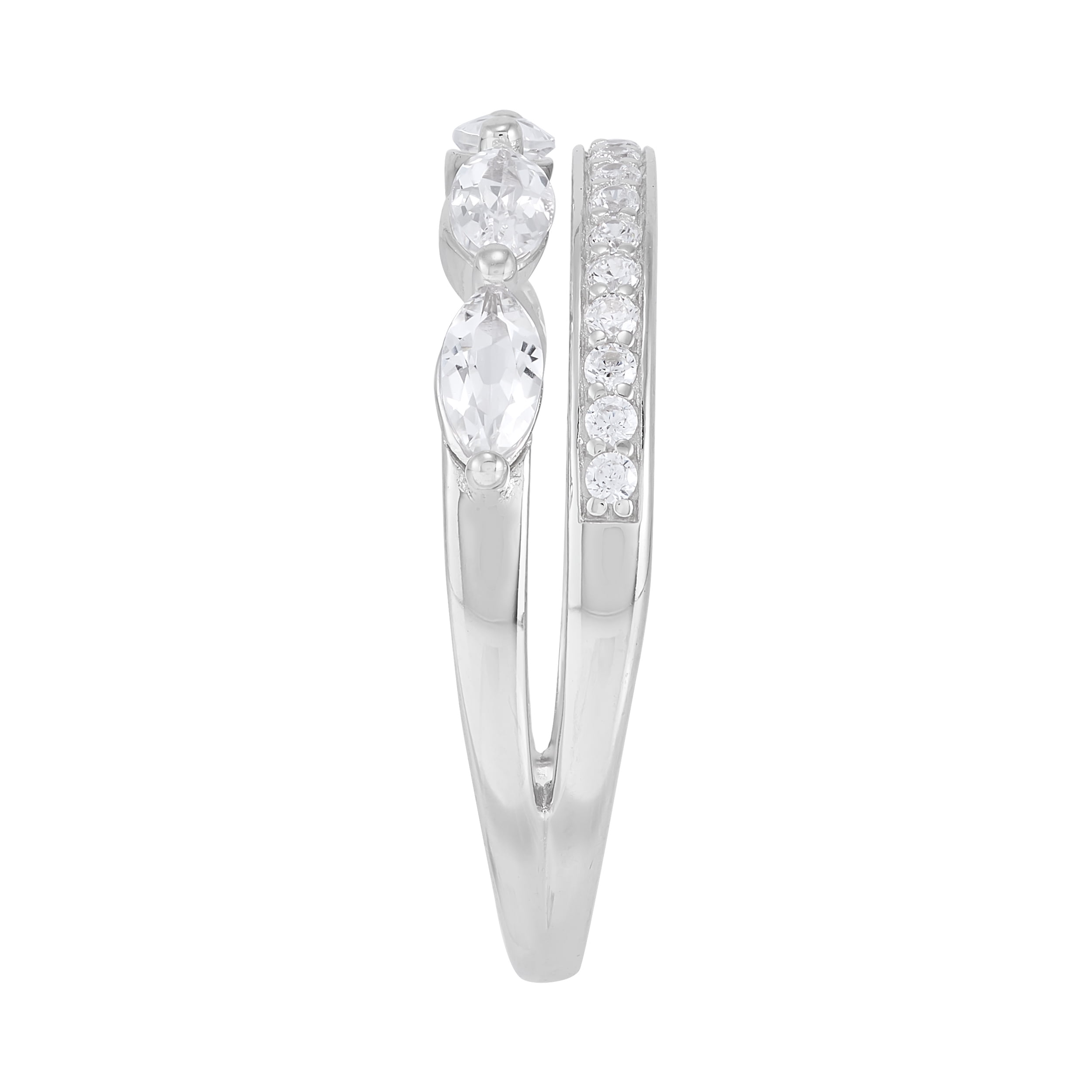 Brilliance Fine Jewelry Marquise White Topaz and White Cubic Zircoina Ring in Sterling Silver