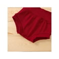 thumbnail image 6 of 3Pcs Baby Girl Summer Outfit, Solid Color Flying Sleeve Tops + Shorts + Hairband Set, 6 of 9