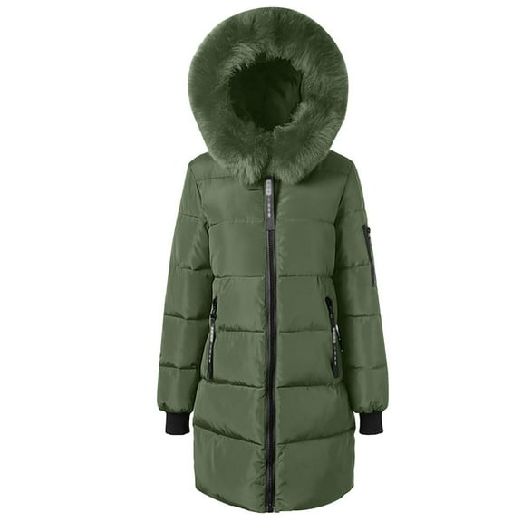 Womens Winter Long Coats Quilted Thicken Warm Puffer Ski Jacket Faux Fur Lined Hooded Waterproof Outdoor Comfy Down Jackets