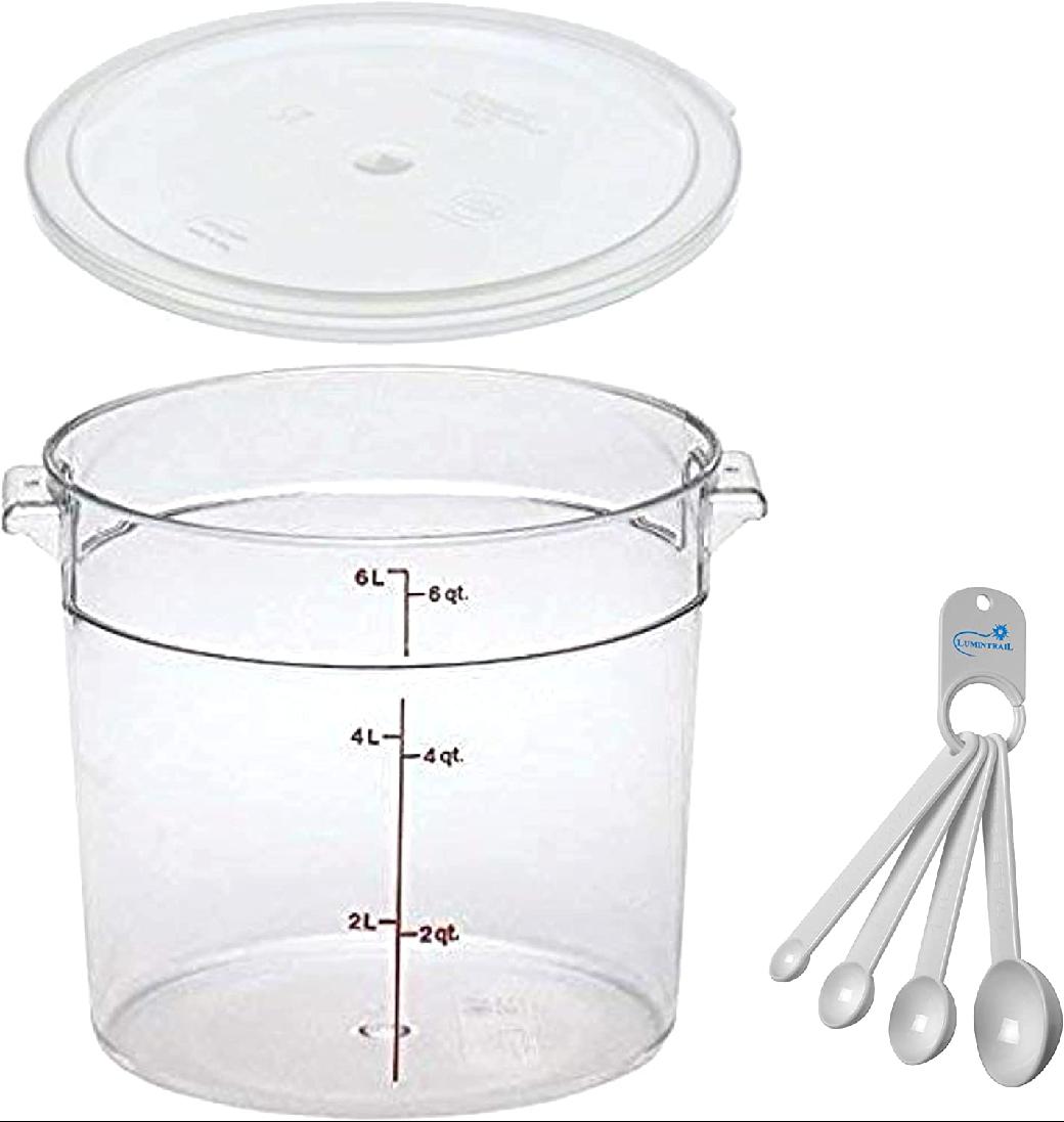 Cambro 6 Quart Round Food Storage Container, Clear, with a Clear Lid