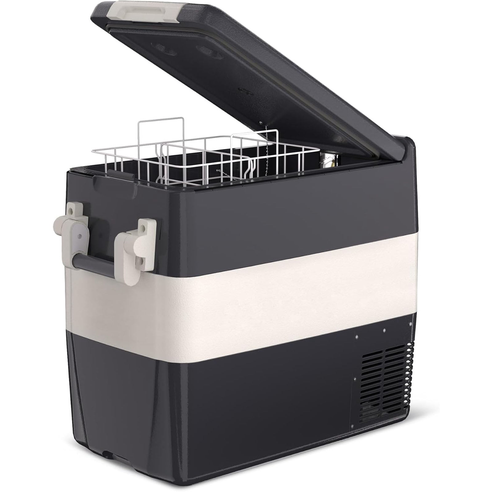 Ladcaser 53QT(50L) Electric Cooler, 12 Volt Refrigerator, Portable Freezer 12V/24V DC 110-240V AC, 12V Fridge 0℉~50℉, 12V Car Refrigerator with Basket for Travel, Truck, Boat, Camping