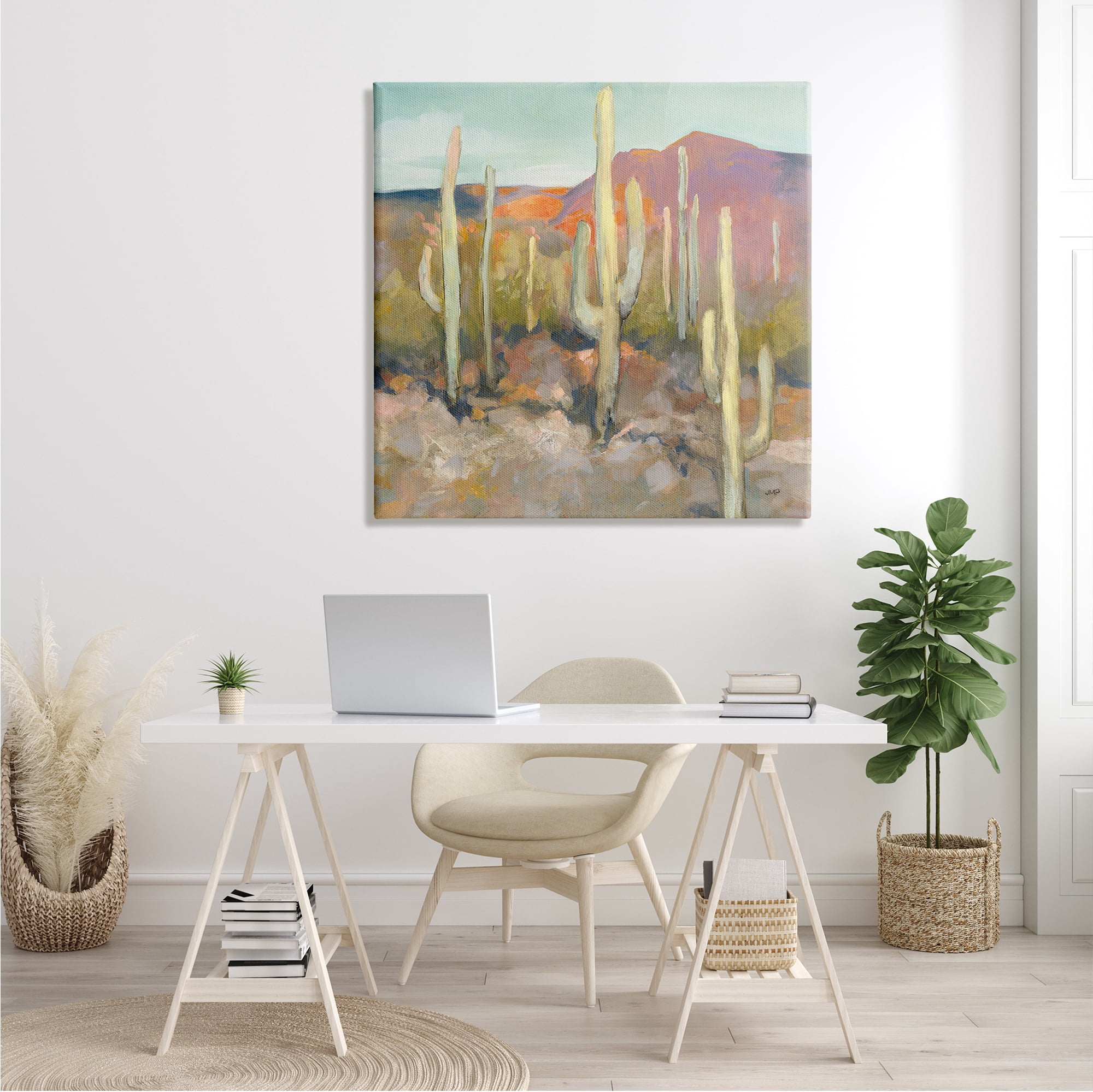 Stupell Industries Cactus Plant Desert Landscape Soft Southwestern Plant Painting Gallery-Wrapped Canvas Print Wall Art, 36x36, by Julia Purinton