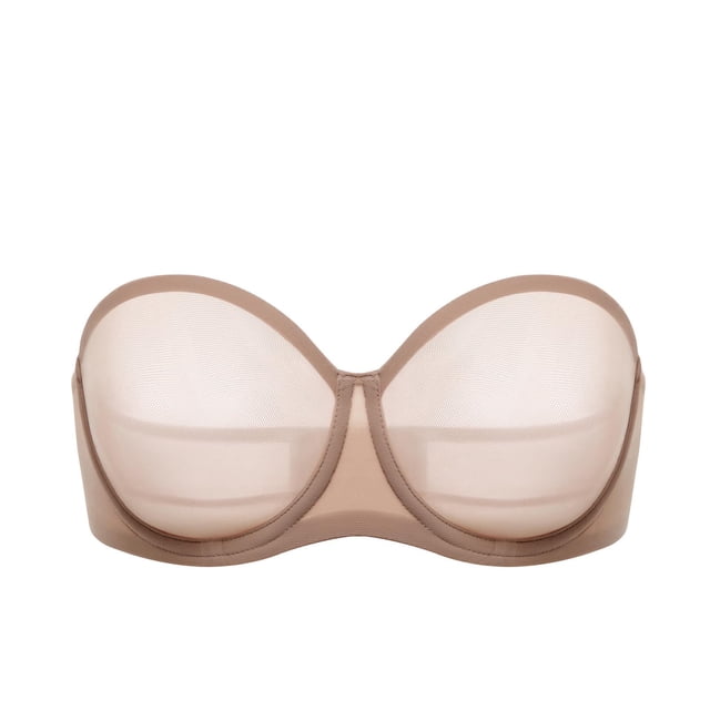 Sostén DELIMIRA Strapless de Malla Transparente Talla Grande 36C Marrón