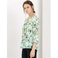 thumbnail image 3 of INSPIRE CHIC Blouse Florale Bohème à Volants pour Femme, Col en V à Nouer, Manches 3/4, 3 of 5
