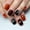 Almond Glossy Spiderweb Pumpkin Tangerine Red, variant on Fofosbeauty 24Pcs Short Square Acrylic Nails French White Diamond False Nails Glossy Press on Nails for Women and Girls