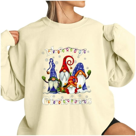 

HSMQHJWE Comfy Shirts For Women Under Scrub Women Long Sleeve Shirts Women Sweatshirt Winter Crewneck Christmas Lightweight Printed Long-Sleeved Casual Sweater Blouse Top Button Down Short Sleeve Wo