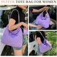 thumbnail image 6 of Kukuzhu Quilted Tote Bag for Women, Soft Puffer Tote Bag Lightweight Designer Pleated Handbags with Purse, 6 of 7
