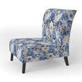 thumbnail image 3 of Designart "Élégance Néo-Victorienne : Motif Roses Bleues II" Chaise d'Appoint Rembourrée Motif Roses Bleues - Fauteuil Cottage pour Salon, 3 of 7