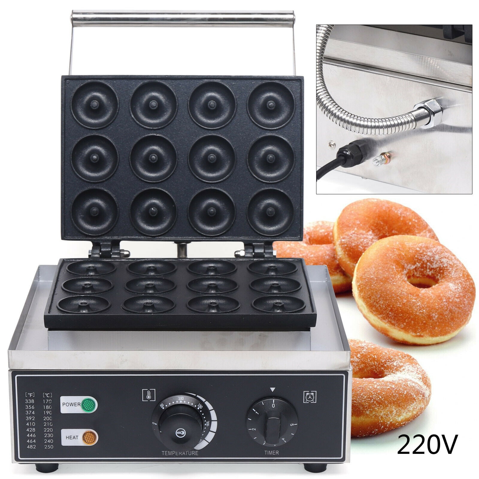 12Grid Donut Machine Commercial Non-Stick Pan Electric Donut Bread ...