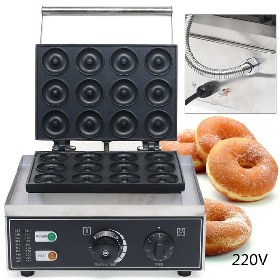 12Grid Donut Machine Commercial Non-Stick Pan Electric Donut Bread Making Machine Cooker Machine Electric Donut Maker Machine 12Pcs Stainless Steel Commercial Doughnut Maker Donut Machine