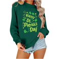 thumbnail image 1 of VKOYWKM Happy St. Patrick's Day Sweatshirts pour Femmes Chandails à Col Rond à Imprimé de Lettres Drôle Coupe Ample Manches Longues Vert, 1 of 5