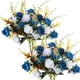 thumbnail image 1 of Nvzi 4 ramos de rosas artificiales. 48 rosas pequeñas, flores de seda de plástico, adecuadas para la decoración de plantas de la mesa de la oficina de Navidad, bodas, hoteles familiares, azul oscuro, 1 of 4