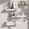 thumbnail image 3 of Ophanie 16 inch 3 Pack Wood Floating Shelves, Hanging Float Shelf for Bathroom, Bedroom, Living Room, Kitchen with 22lbs Capacity, Wall Mounted Decorative Shelves, 16 x 6.7x 1.1 Inch, Set of 3, White, 3 of 9