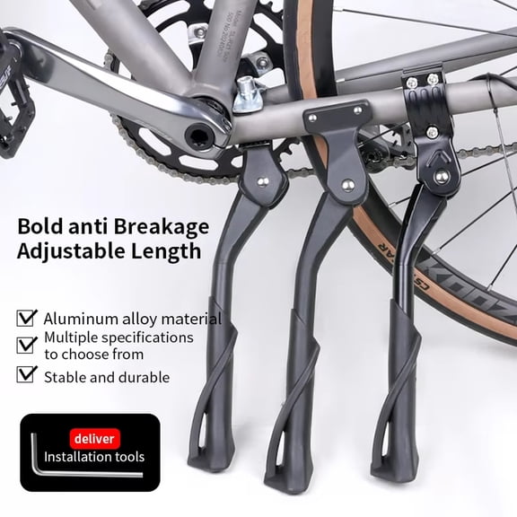 13.8" Universal Adjustable Bike Kickstand, Heavy-Duty Anti-Slip Adjustable Bracket, Ideal for Mountain Bikes Folding Bikes Cycling Accessories A