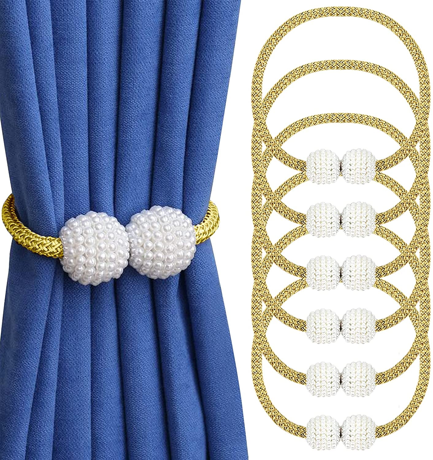 magnetic curtain strap buckle holder pearl beads tiebacks tie backs clips HI 