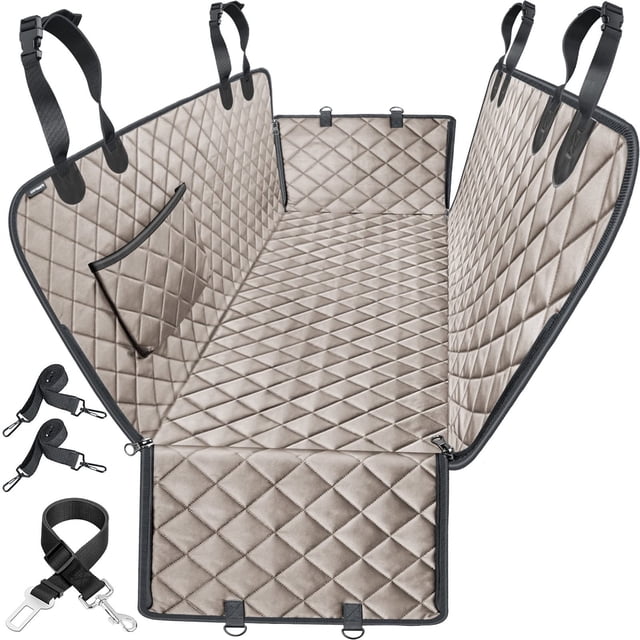 URPOWER Funda de asiento de coche para mascotas 100% impermeable Funda de asiento Hamaca 600D Resistente a los arañazos Antideslizante Durable Fundas traseras para coches Camiones y SUV