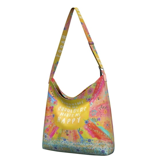 Abstract Geometric Crossbody Shoulder Bag - Lightweight Adjustable Sling Tote, Boho Chic Large Capacity Handbag