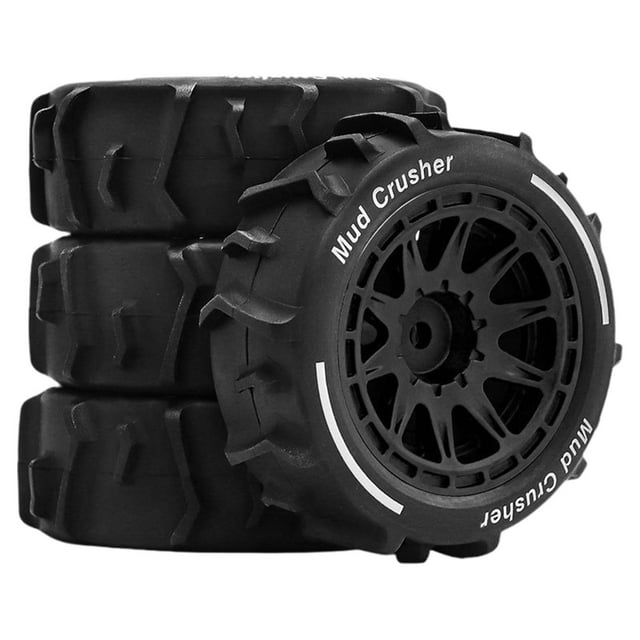 Xuanheng 4 Pcs Roues de Buggy RC Tout-Terrain 2.8x1 Pouces Remplacement Pneus de Sable RC pour Accessoires de Pièces de Rechange 1/14 Professionnel Robuste Noir