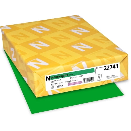 Astrobrights Inkjet, Laser Printable Multipurpose Card - 30% Recycled Letter - 8 1/2' x 11' - 65 lb Basis Weight - Smooth - 250 / Pack - Gamma Green