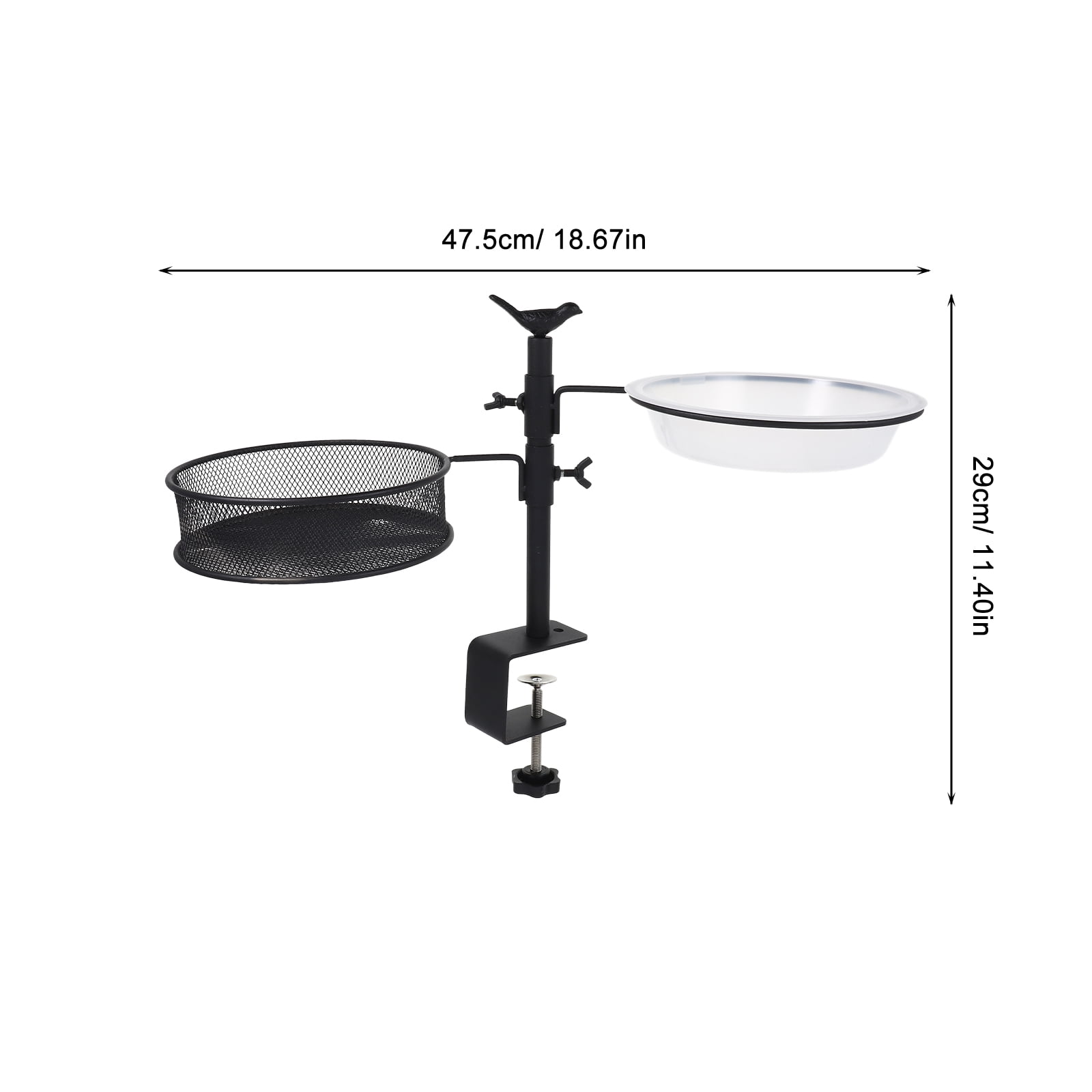 OFFIGAM Black Metal Bird Feeder Hanger with Adjustable Height and Removable Tray for Garden, Backyard, Patio, and Outdoor Use