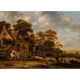 thumbnail image 2 of Thomas Heeremans 24x18 Gold Ornate Framed and Double Matted Museum Art Print Titled - Travellers Resting Outside a Tavern, 2 of 4