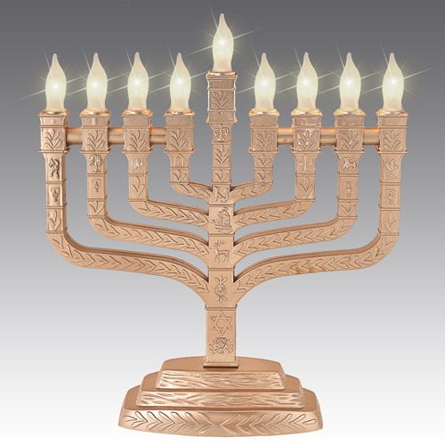 Electric Menorah Plastic Deluxe Knesset with Bulbs Gold Color