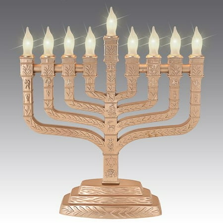 Electric Menorah Plastic Deluxe Knesset with Bulbs Gold Color