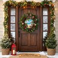 thumbnail image 4 of Welcome Sign for Front Door, Christmas Coastal Snowman Round Metal Wall Art Wreaths, Winter Beach Xmas Coconut Tree Outdoor Indoor Wall Hanging Sign for Porch Decor Housewarming Gifts 7.9 Inch, 4 of 8