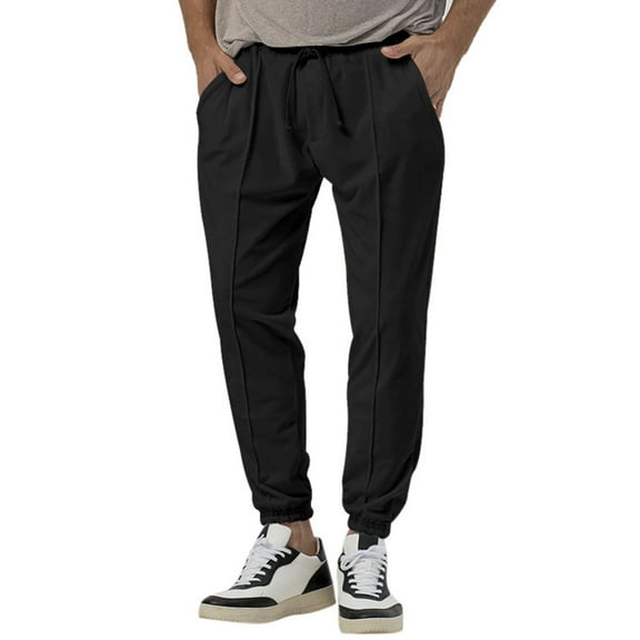Men's Casual Pants Men's Sports Pants Fall And Winter Solid Color Casual Pant Loose Leg Trousers Black M