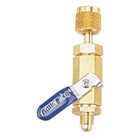 Yellow Jacket Ball Valve, 180 Deg, 8 1/2 in L, Brass 93844