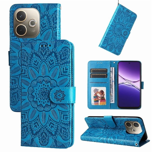 Funda tipo cartera GANGXUN para OPPO A5 Pro , diseño girasol, cuero PU, soporte, cierre magnético, tarjetero