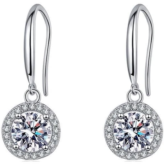 Zephyriana Earrings, Women's Round Package Earrings, Simple Temperament, Wedding Imitation, moissanite Ear Accessories