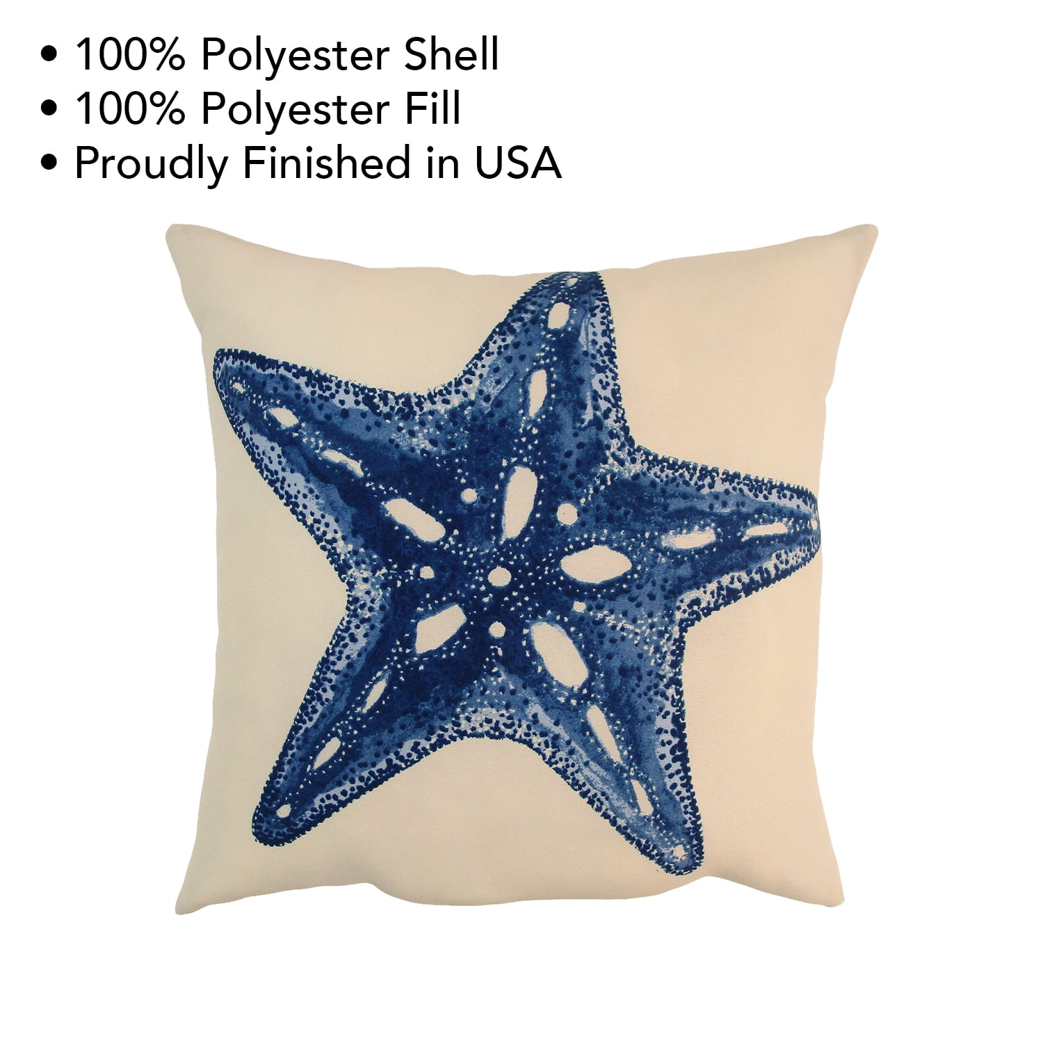 Mainstays 16" x 16" Reversible Decorative Outdoor Throw Pillow, Blue Starfish