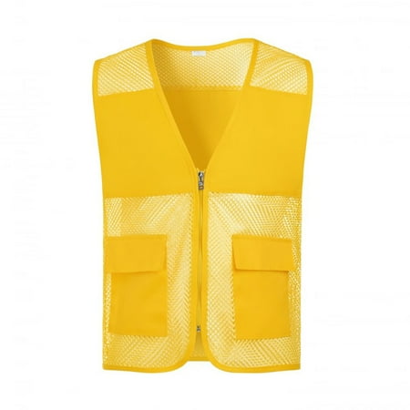 Womens Tank Tops- Hi Vis Reflective Safety Vest for Men Women Zip Up Mesh Work Vest with Pockets for Construction Yellow L