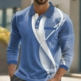 thumbnail image 3 of Stamzod Mens Long Sleeve Shirt Fashion Strip Printed Turndown Gym Oversized Shirts Casual Athletic Shirts for Men Navy D S, 3 of 4