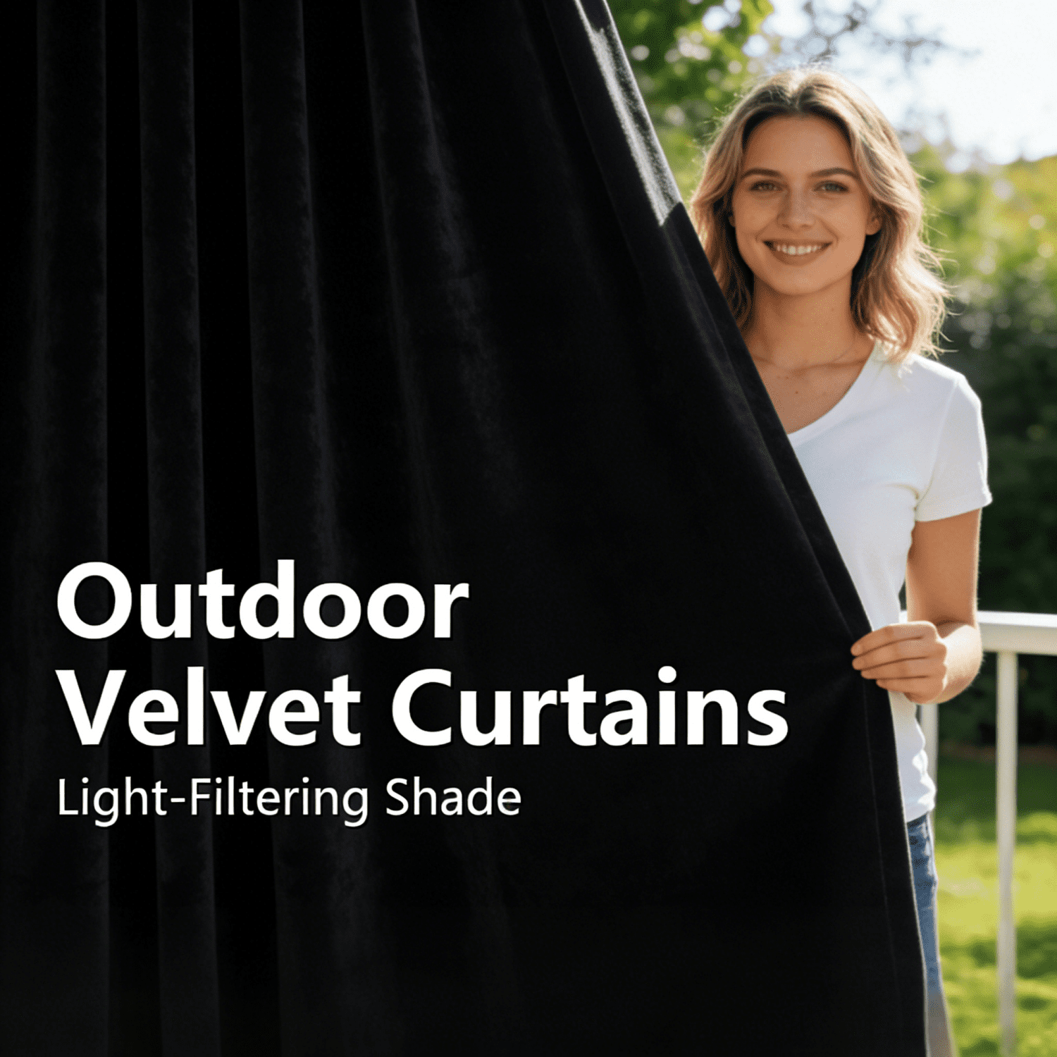 SNITIE Velvet Outdoor Curtains 52x84/96/108 Inch Set of 4 - Grommet Top, UV & Water Resistant, Fade-Resistant, Machine Washable for Gazebo Patio Porch