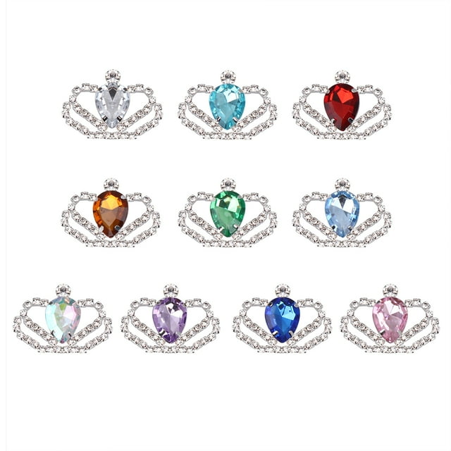10PCS DIY Decorative Decals Alloy Rhinestone Inlaid Patchs Crystal Crown DIY Accessory Elegant Jewelry Making Decor Creative Jewelry Sticker Decor for Women Lady DIY Jewelry (Mixed Color)