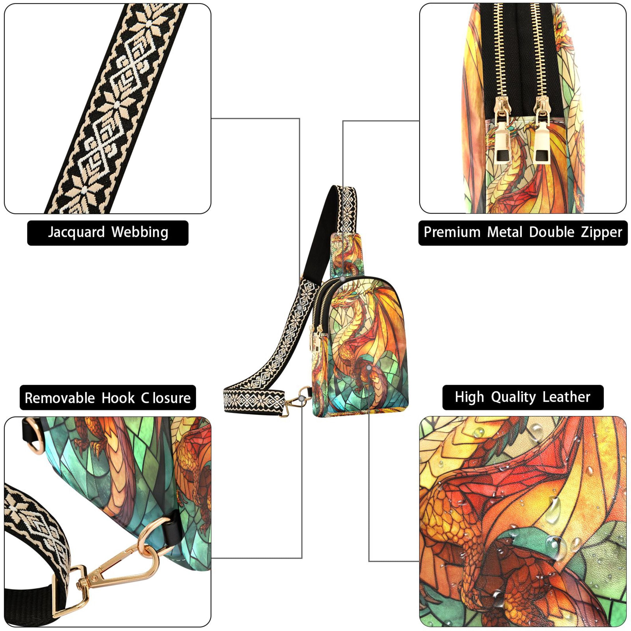 ALAZA Dragon Bohemia Sling Bag for Women Men Waterproof Crossbody Chest Bags