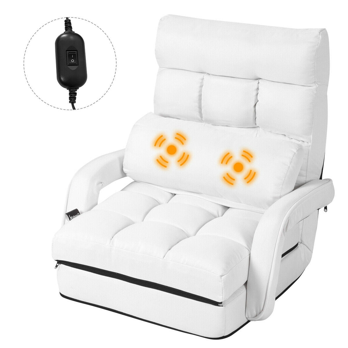 Adjustable Folding Lazy Sofa Chair Floor Multi-angle Home Seat Grey US 